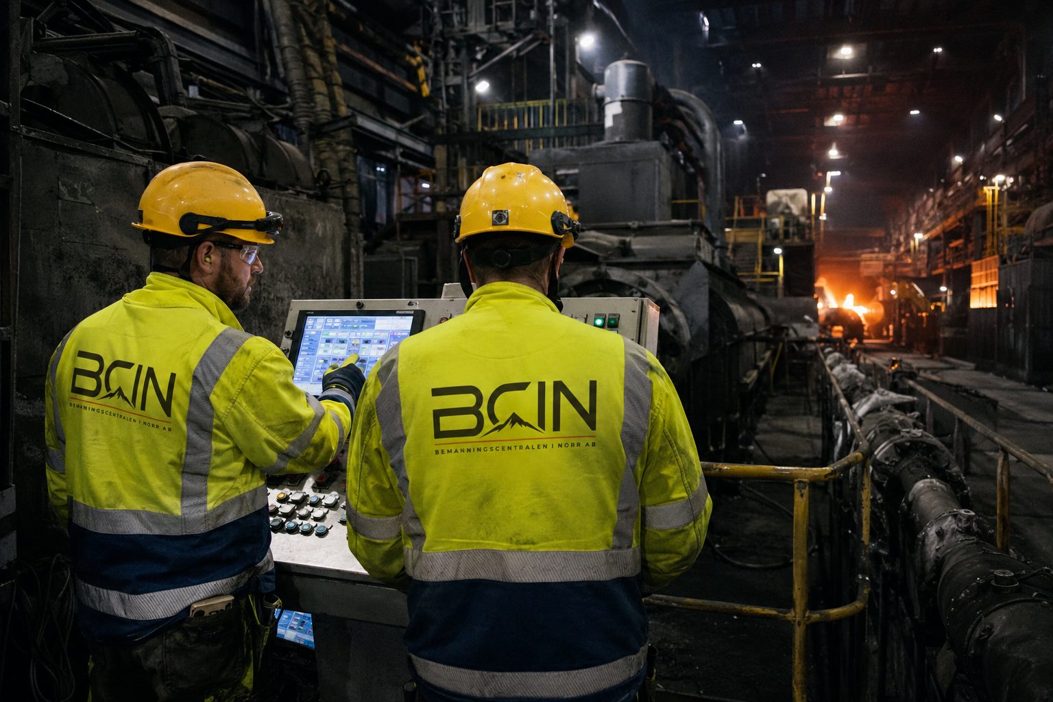 BCIN worker at a control panel in process industry on night shift